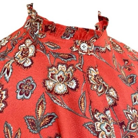 Burnt Orange LOFT Midi Dress with Ruffle Detail - Picture 2 of 5